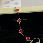 [Imperial] NEW CLOVER 5 MOTIFS PINK ENAMEL BRACELET