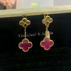 [Imperial] NEW CLOVER 2 MOTIF PINK ENAMEL EARRINGS