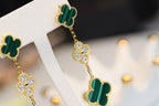 ¡®Imperial¡¯CLOVER EARRINGS GOLD MALACHITE DIAMOND 3 MOTIF
