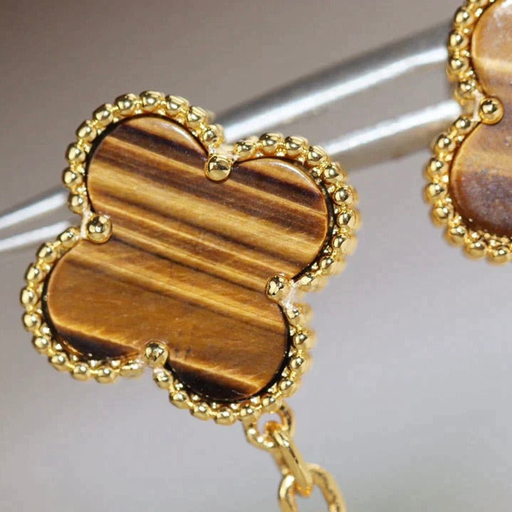 ¡®Imperial¡¯CLOVER  2 MOTIF  TIGER EYE CARNELIAN EARRINGS