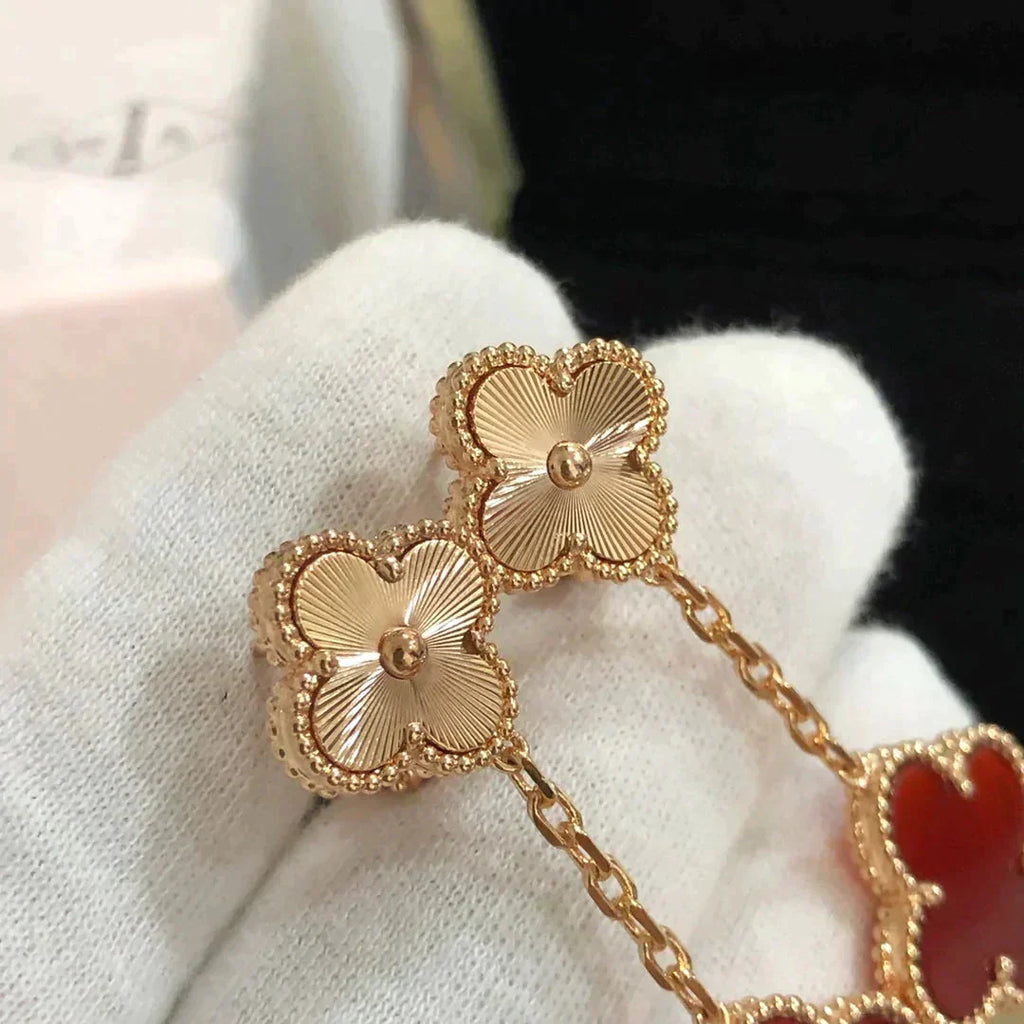 ¡®Imperial¡¯CLOVER 2 MOTIF  LASER CARNELIAN EARRINGS