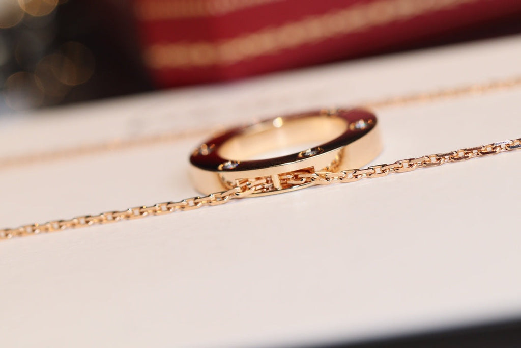 ¡®Imperial¡¯LOVE NECKLACE 16MM 6 DIAMONDS PINK GOLD