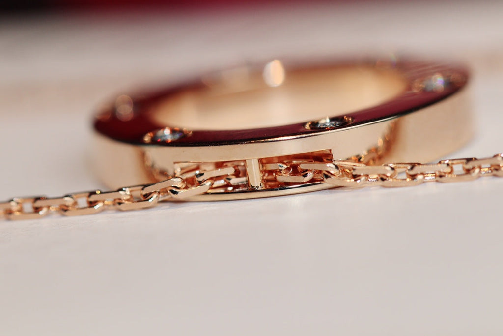 ¡®Imperial¡¯LOVE NECKLACE 16MM 6 DIAMONDS PINK GOLD