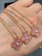 ¡®Imperial¡¯CLOVER 15MM DIAMOND RHODONITE NECKLACE