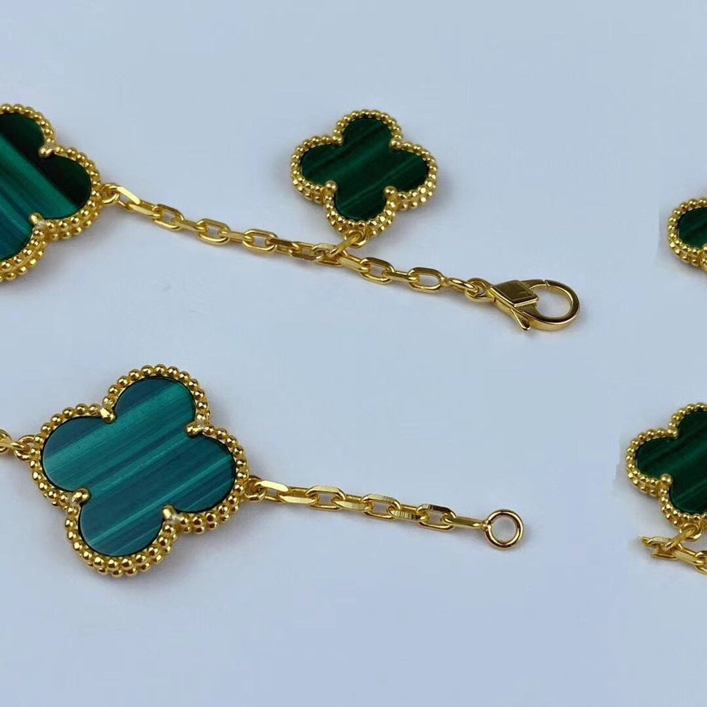 ¡®Imperial¡¯MAGIC CLOVER MALACHITE GOLD BRACELET 5 MOTIFS