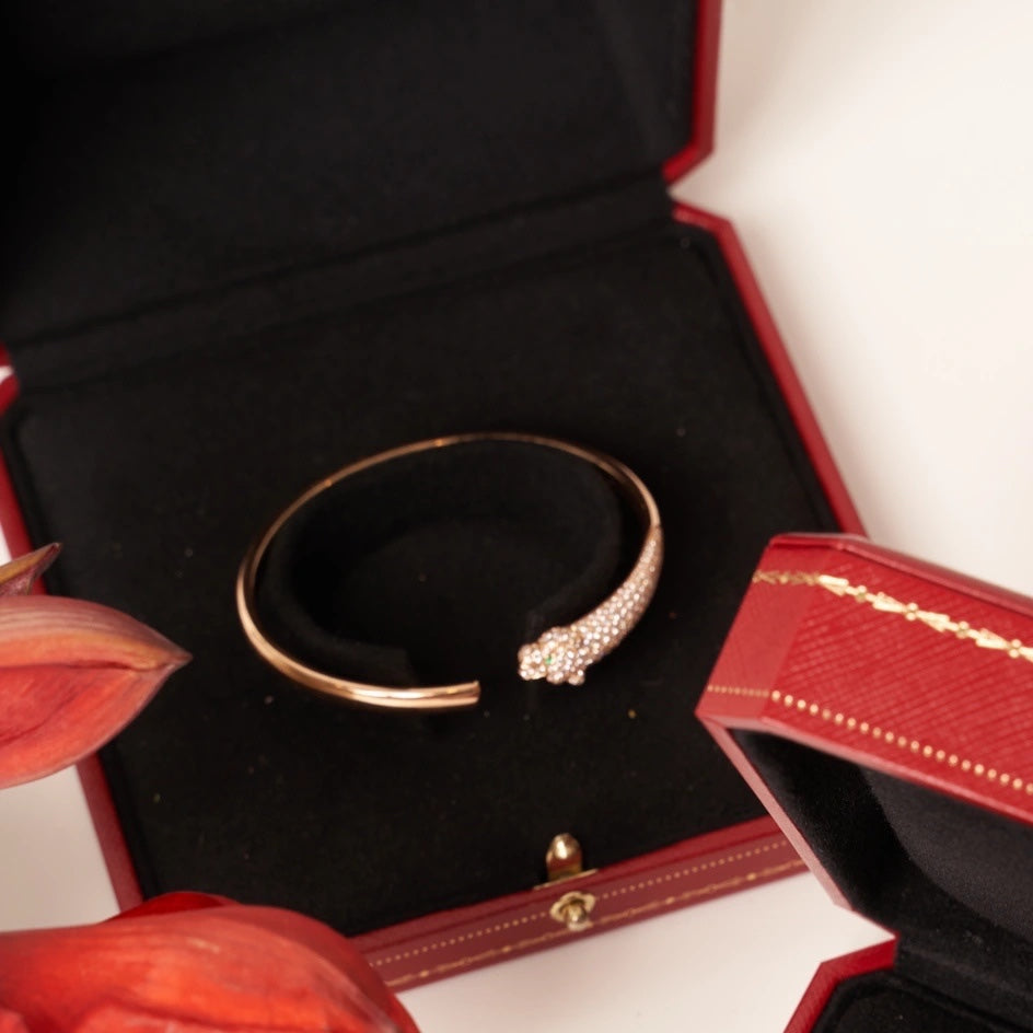 ¡®Imperial¡¯PANTHERE ROSE GOLD DIAMOND OPEN BRACELET
