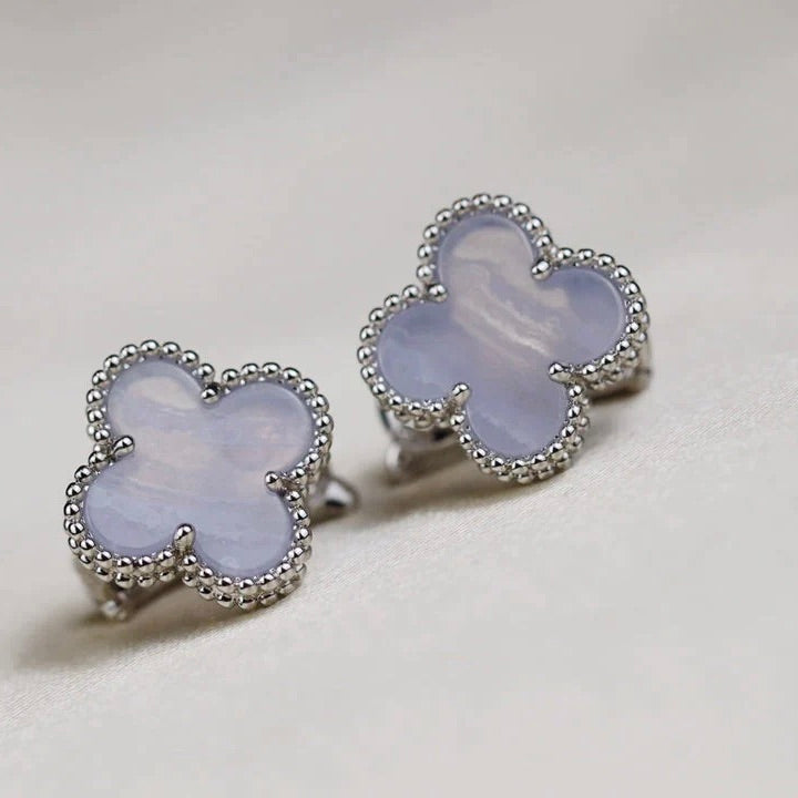 ¡®Imperial¡¯CLOVER MEDIUM 1 MOTIFS  WHITE MOP EARRINGS SILVER