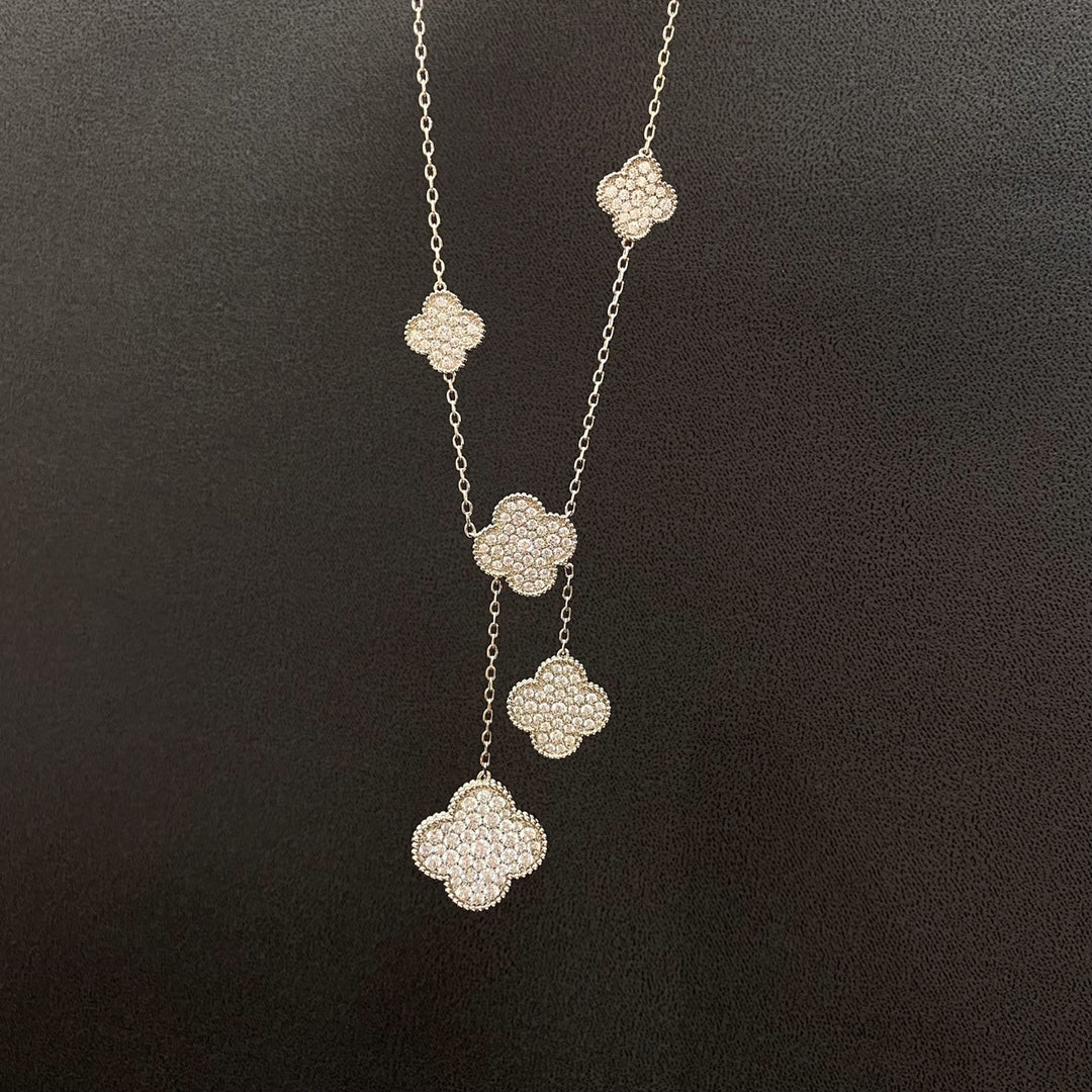 ¡®Imperial¡¯CLOVER 5 MOTIFS SILVER DIAMONDS NECKLACE