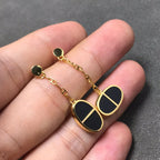 ¡®Imperial¡¯CHAINE VERSO BLACK CERAMIC SILVER EARRINGS