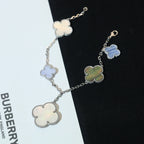 ¡®Imperial¡¯CLOVER BRACELET 5 MOTIFS MOP CHALCEDONY SILVER