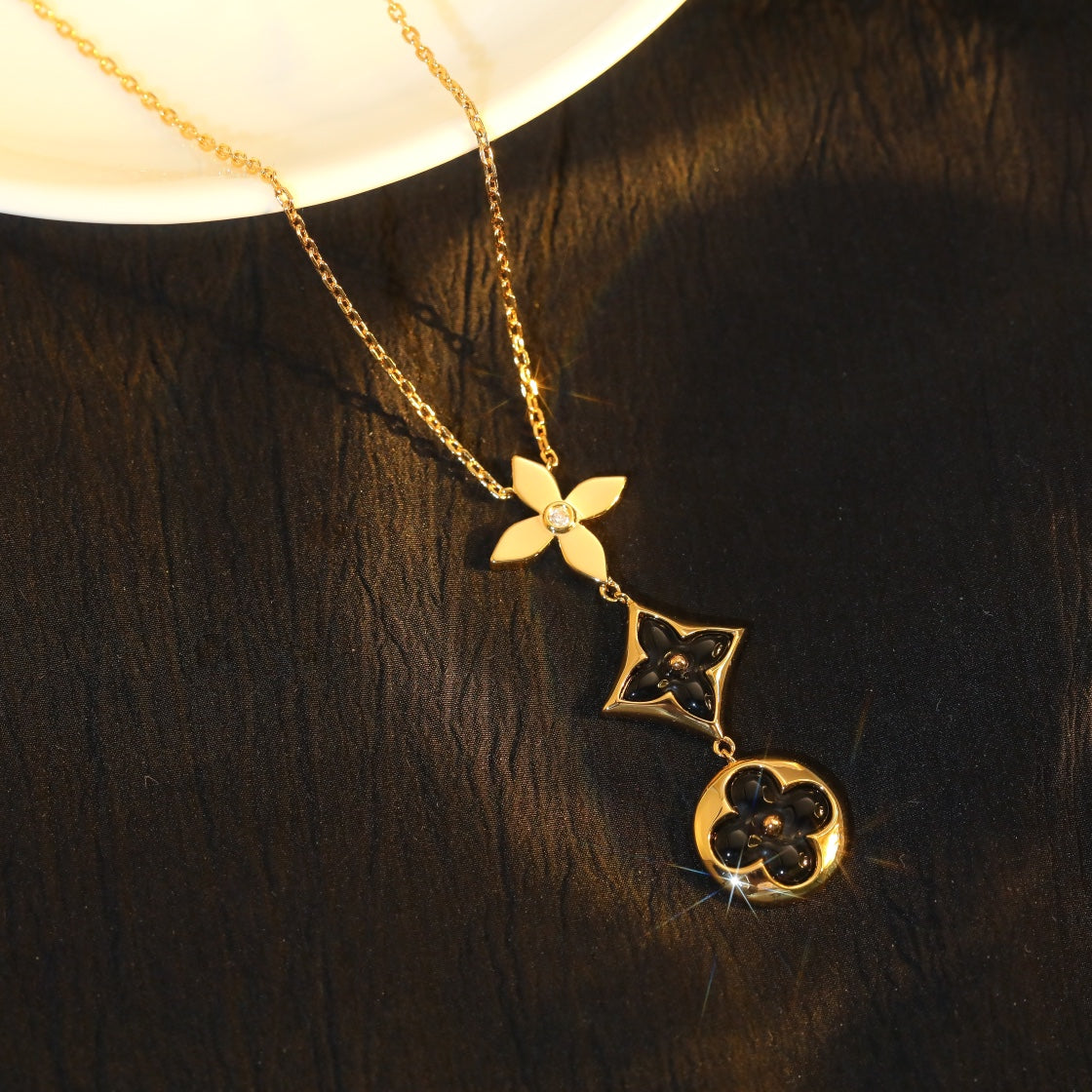 ¡®Imperial¡¯STAR AND SUN ONYX PINK GOLD NECKLACE