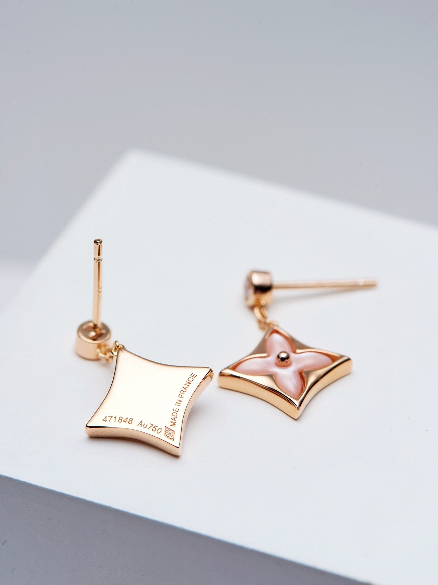 ¡®Imperial¡¯DOUBLE STAR PINK GOLD MOP DROP EARRINGS