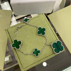 ¡®Imperial¡¯CLOVER 5 MOTIFS SIVLER MALACHITE BRACELET