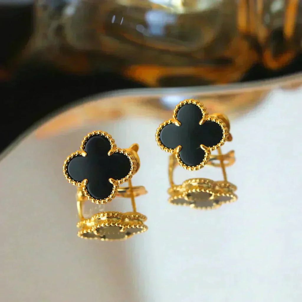 ¡®Imperial¡¯CLOVER MEDIUM 1 MOTIFS  ONYX STUD EARRINGS
