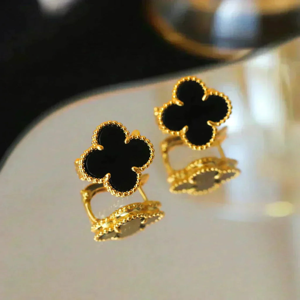 ¡®Imperial¡¯CLOVER MEDIUM 1 MOTIFS  ONYX STUD EARRINGS