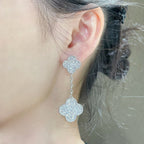 ¡®Imperial¡¯CLOVER 2 MOTIFS DIAMOND PAVED SILVER EARRINGS