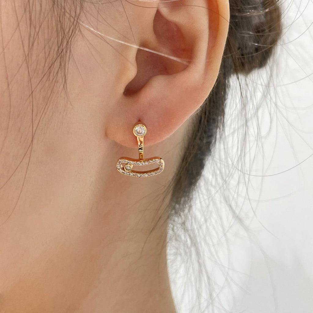 [Imperial] MOVE UNO PINK GOLD DIAMOND EARRINGS