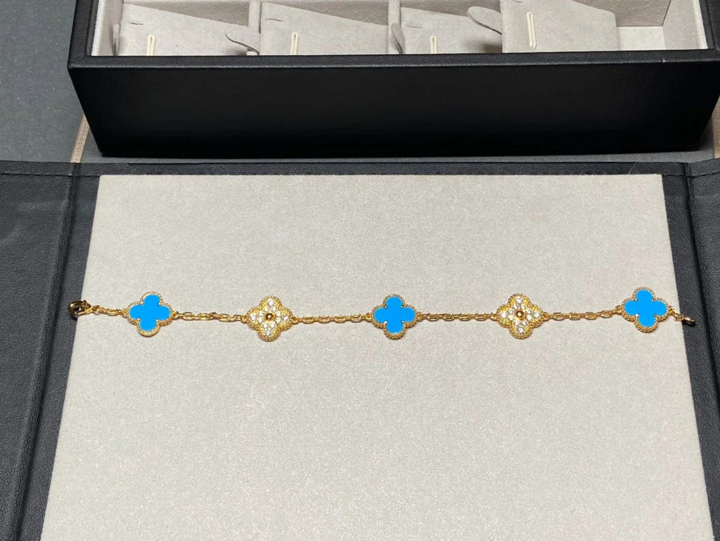 [Imperial]New CLOVER 5 MOTIF BLUE AGATE BRACELET COLLECTION