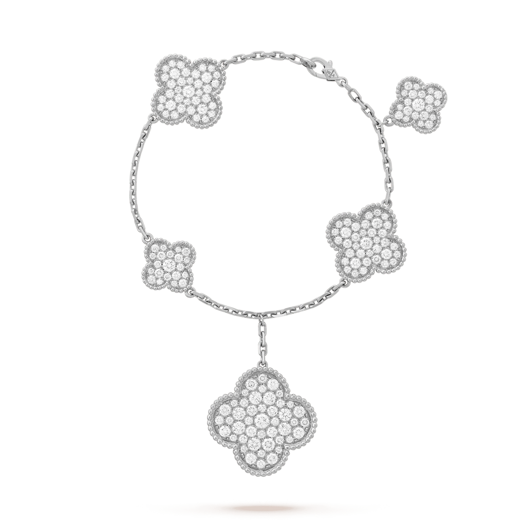 ¡®Imperial¡¯CLOVER 6 MOTIFS SILVER DIAMOND BRACELET