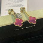 [Imperial] NEW CLOVER 2 MOTIF PINK ENAMEL EARRINGS
