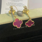 [Imperial] NEW CLOVER 2 MOTIF PINK ENAMEL EARRINGS
