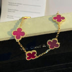 [Imperial] NEW CLOVER 5 MOTIFS PINK ENAMEL BRACELET
