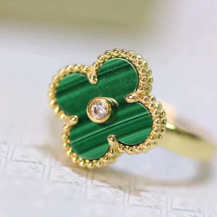 ¡®Imperial¡¯CLOVER MALACHITE RING GOLD DIAMOND
