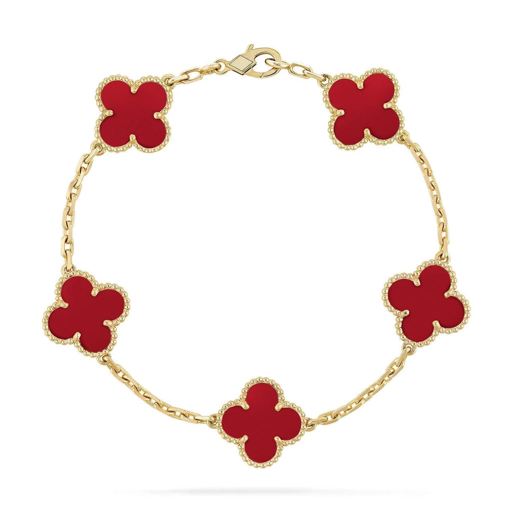 ¡®Imperial¡¯CLOVER 5 MOTIFS RED AGATE  BRACELET