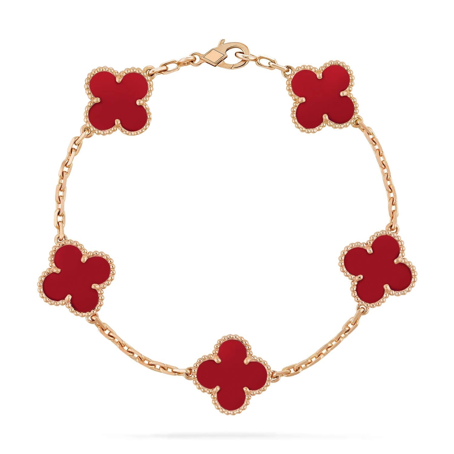 ¡®Imperial¡¯CLOVER 5 MOTIFS RED AGATE  BRACELET