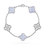 ¡®Imperial¡¯CLOVER  5 MOTIF DIAMOND PURPLE CHALCEDONY BRACELET SILVER