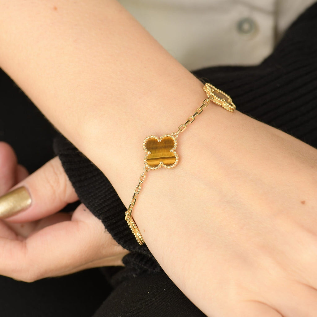 ¡®Imperial¡¯CLOVER  5 MOTIFS TIGER EYE BRACELET
