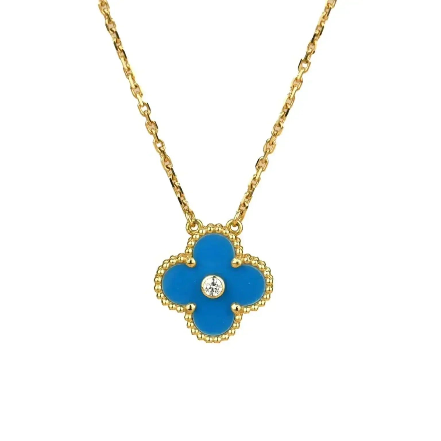 ¡®Imperial¡¯CLOVER 15MM DIAMOND AND BLUE AGATE NECKLACE
