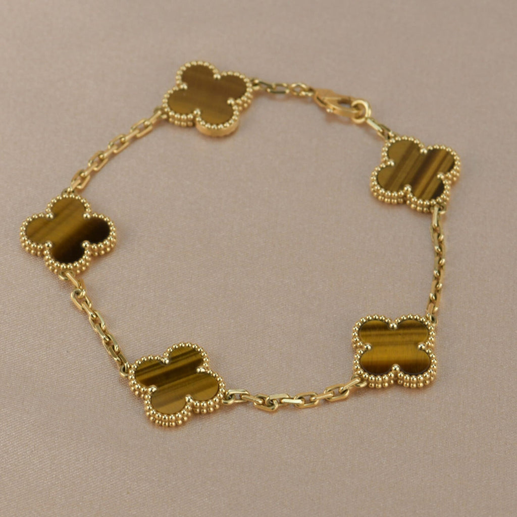 ¡®Imperial¡¯CLOVER  5 MOTIFS TIGER EYE BRACELET