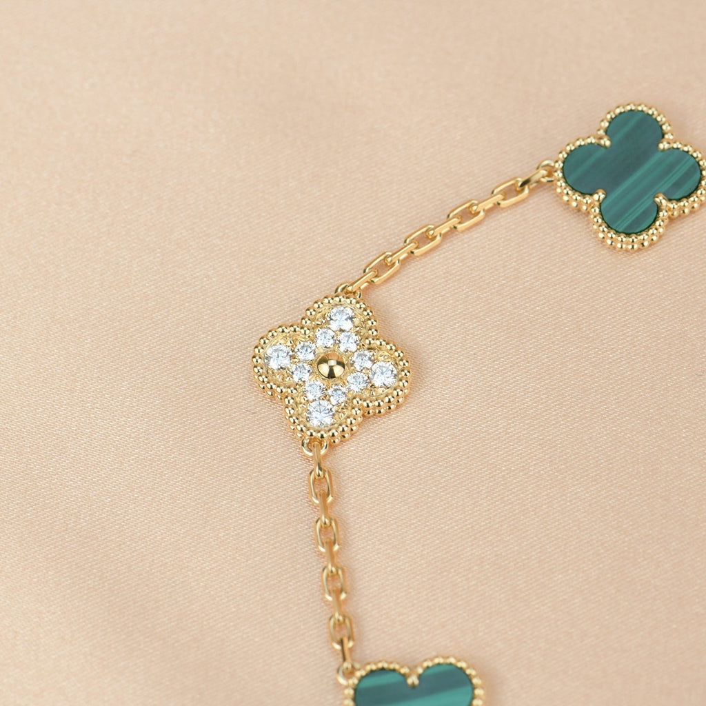 ¡®Imperial¡¯CLOVER  5 MOTIF MALACHITE DIAMOND BRACELET