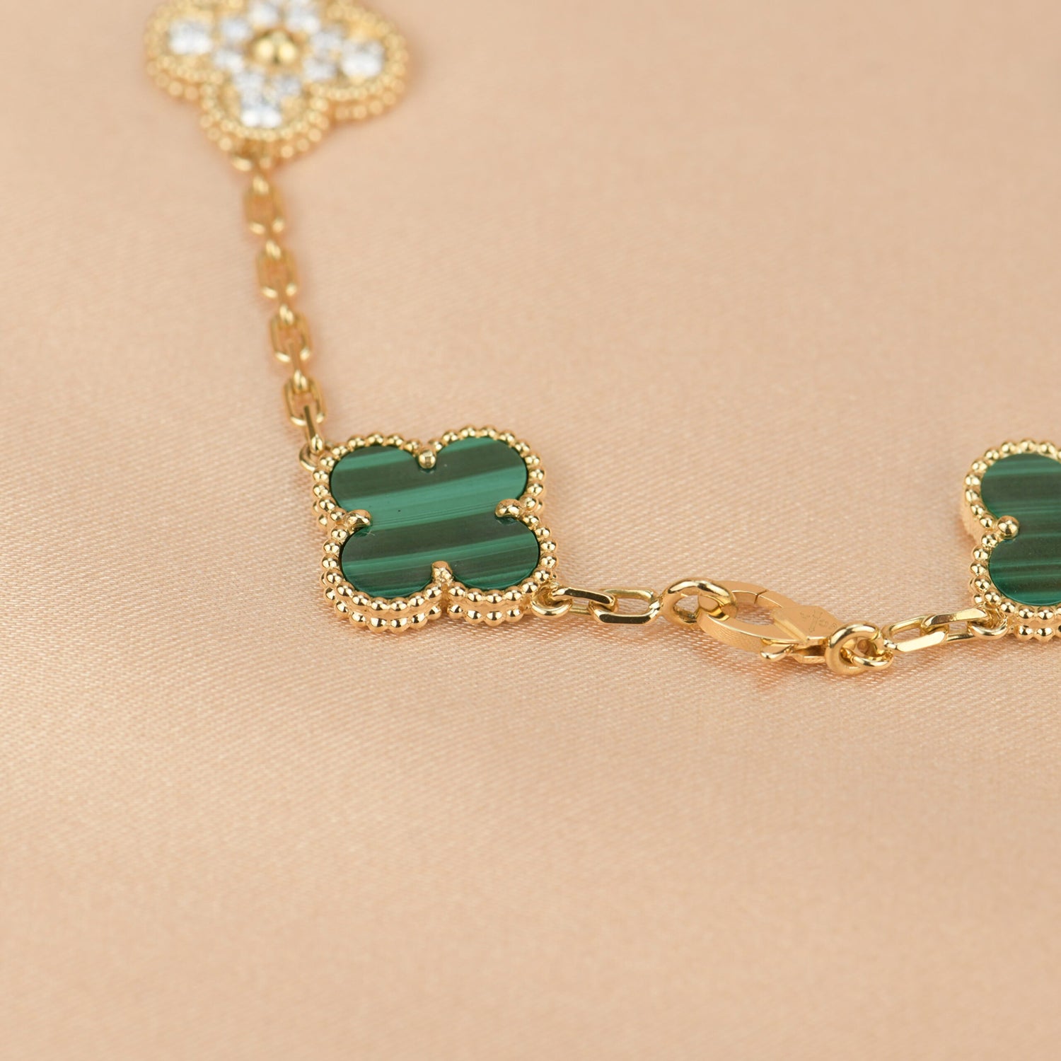 ¡®Imperial¡¯CLOVER  5 MOTIF MALACHITE DIAMOND BRACELET