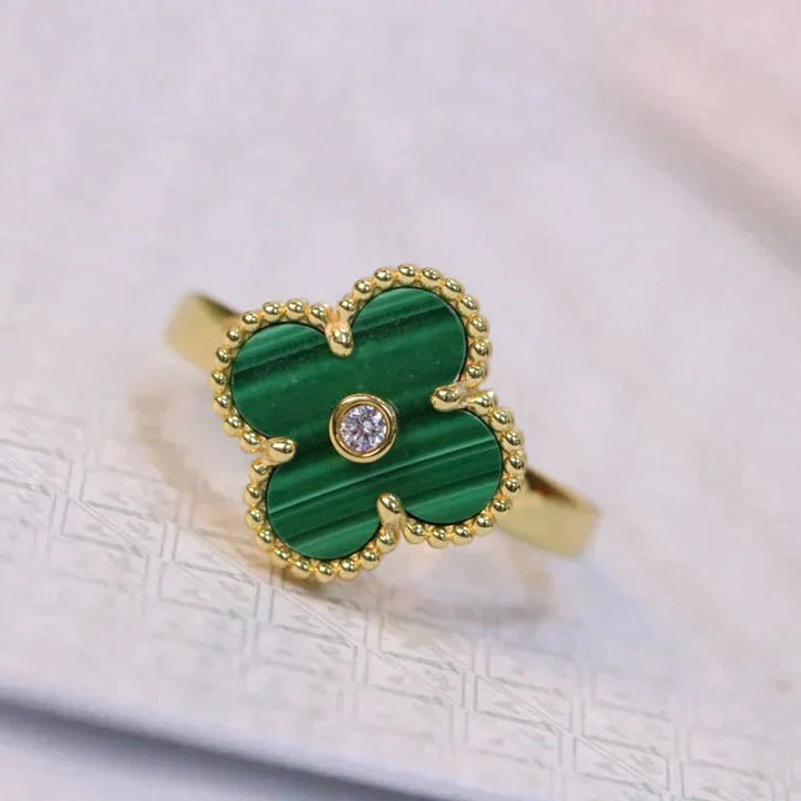 ¡®Imperial¡¯CLOVER MALACHITE RING GOLD DIAMOND