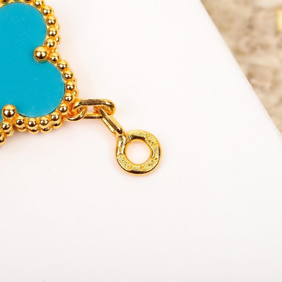 ¡®Imperial¡¯CLOVER 5 MOTIF TURQUOISE DIAMOND GOLD BRACELET