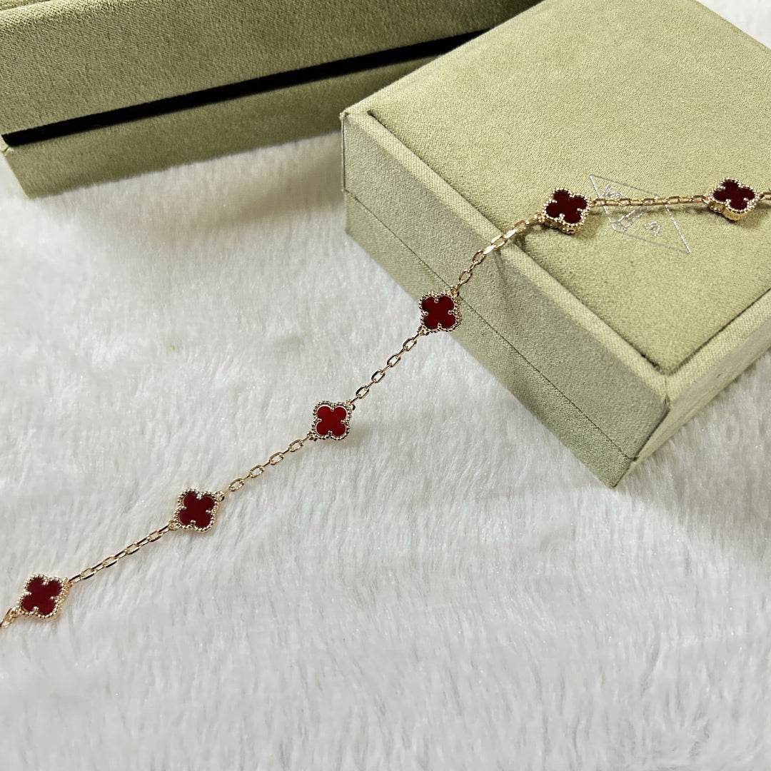 [¡®Imperial¡¯]CLOVER 6 MOTIF RED AGATE BRACELET