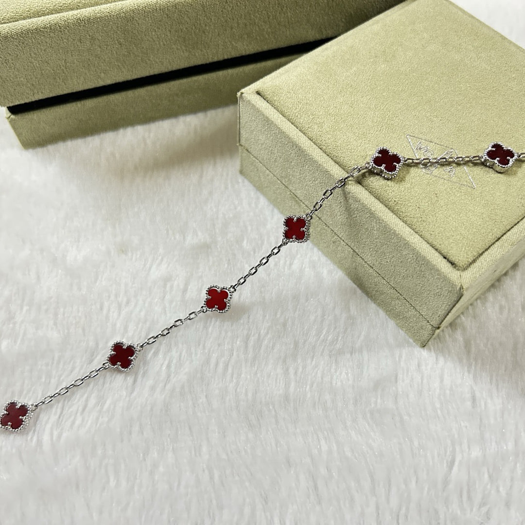 [¡®Imperial¡¯]CLOVER 6 MOTIF RED AGATE BRACELET