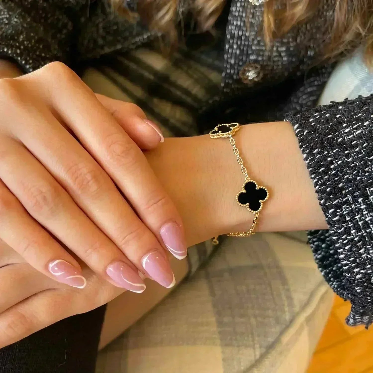 ¡®Imperial¡¯CLOVER  5 MOTIFS BLACK ONYX BRACELET