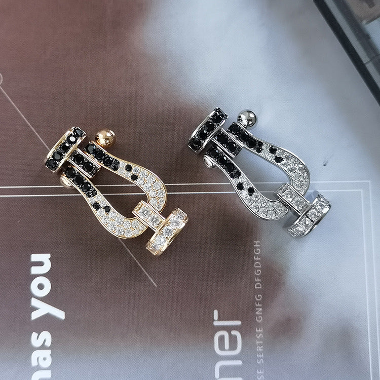 ¡®Imperial¡¯FORCE LARGE HORSESHOE BLACK WHITE DIAMOND BRACELET ROSE GOLD