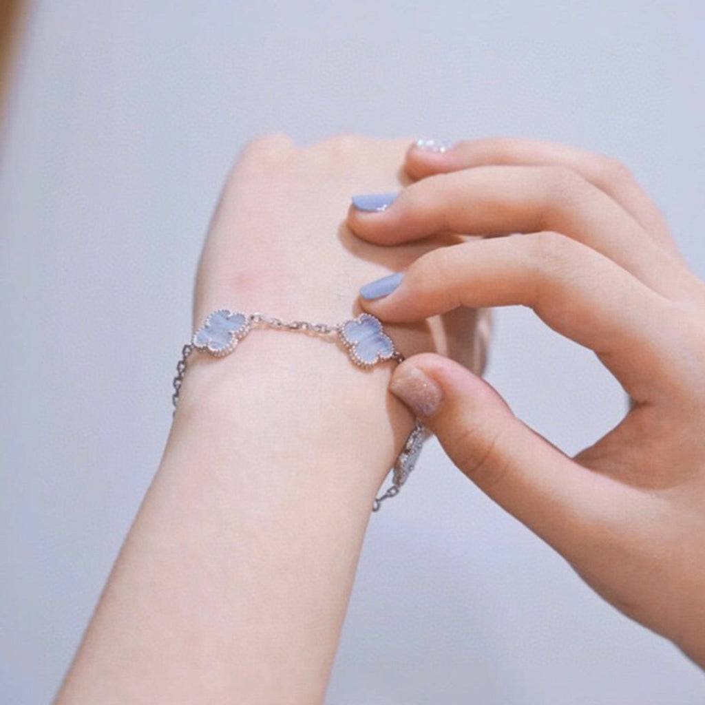 ¡®Imperial¡¯CLOVER  5 MOTIF PURPLE CHALCEDONY BRACELET SILVER