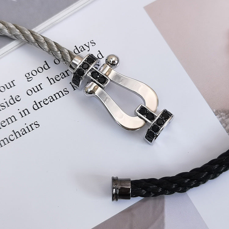 ¡®Imperial¡¯FORCE LARGE HORSESHOE BLACK DIAMOND BRACELET SILVER