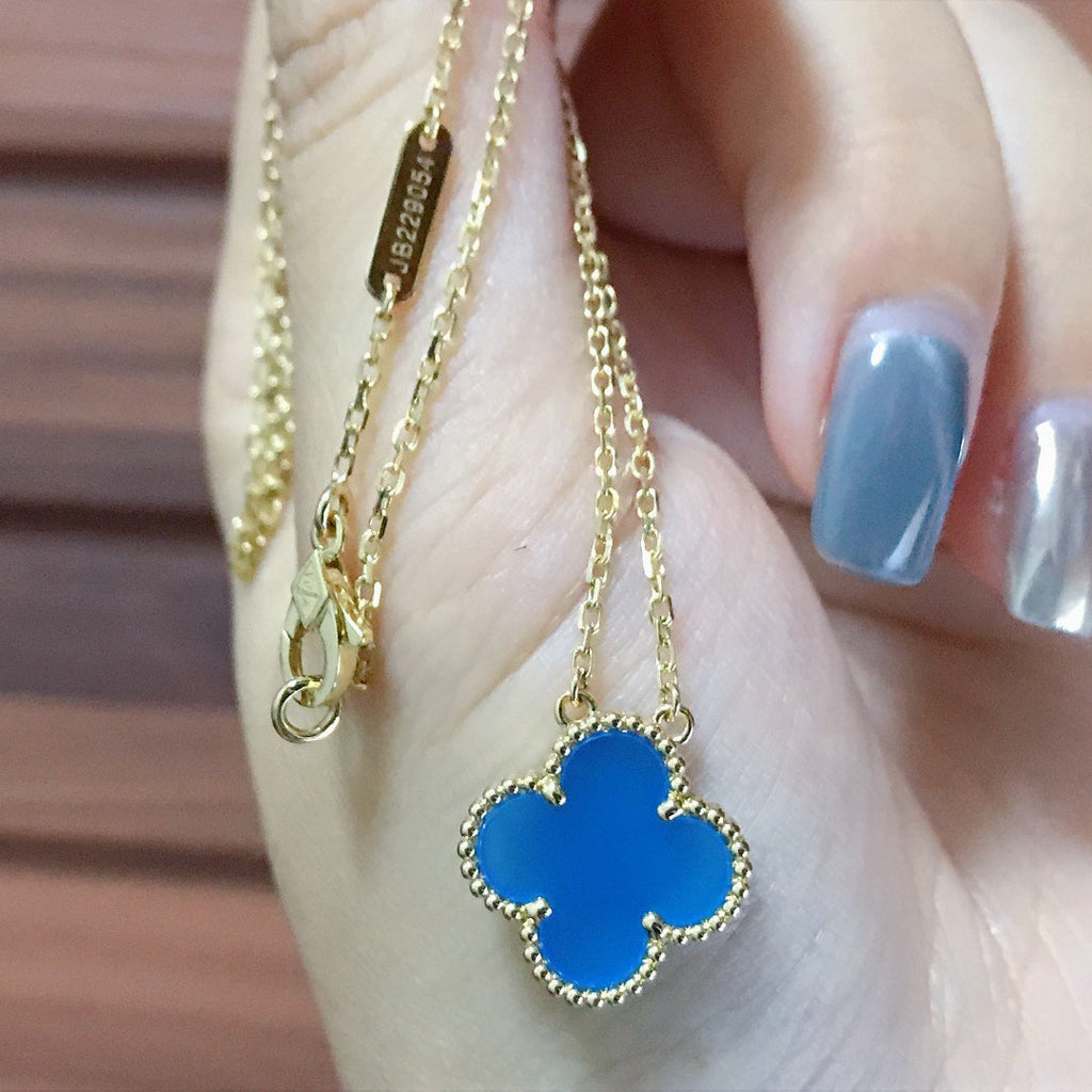 ¡®Imperial¡¯CLOVER 15MM BLUE AGATE NECKLACE