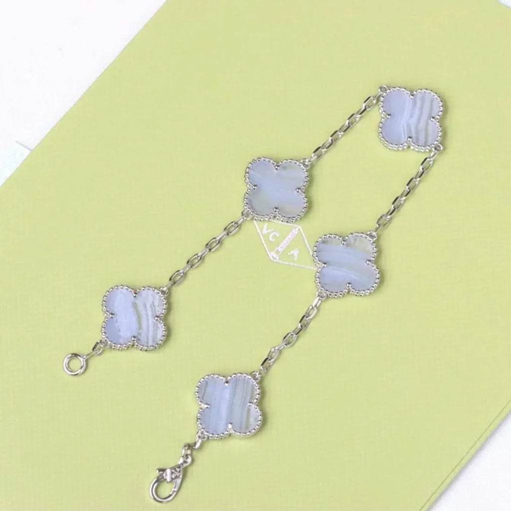 [Imperial]New  CLOVER 5 MOTIF PURPLE CHALCEDONY BRACELET COLLECTION