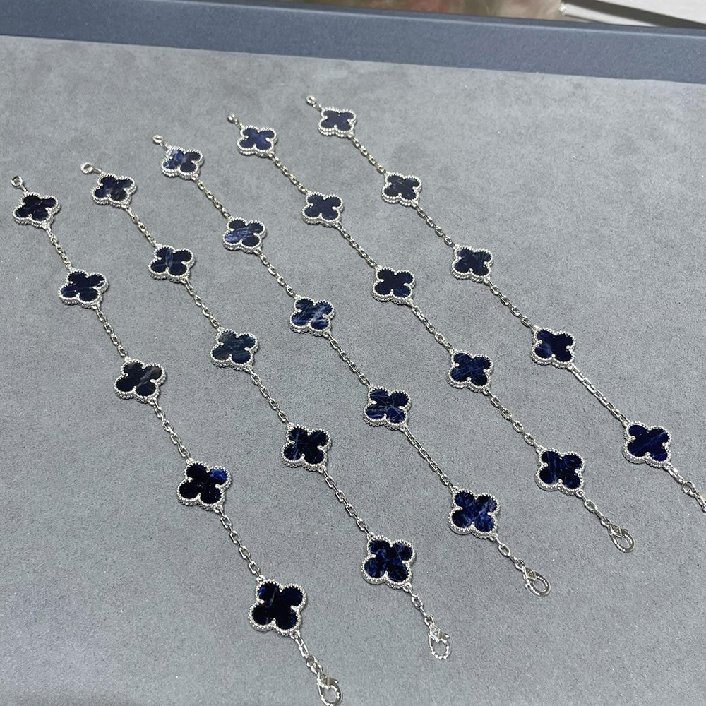 ¡®Imperial¡¯CLOVER 5 MOTIF PIETERSITE SILVER BRACELET