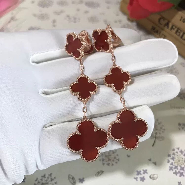 ¡®Imperial¡¯CLOVER 3 MOTIF CARNELIAN DROP EARRINGS