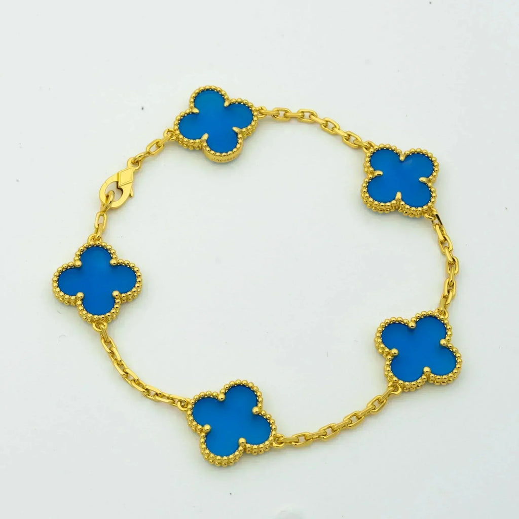 ¡®Imperial¡¯CLOVER 5 MOTIFS BLUE AGATE BRACELET