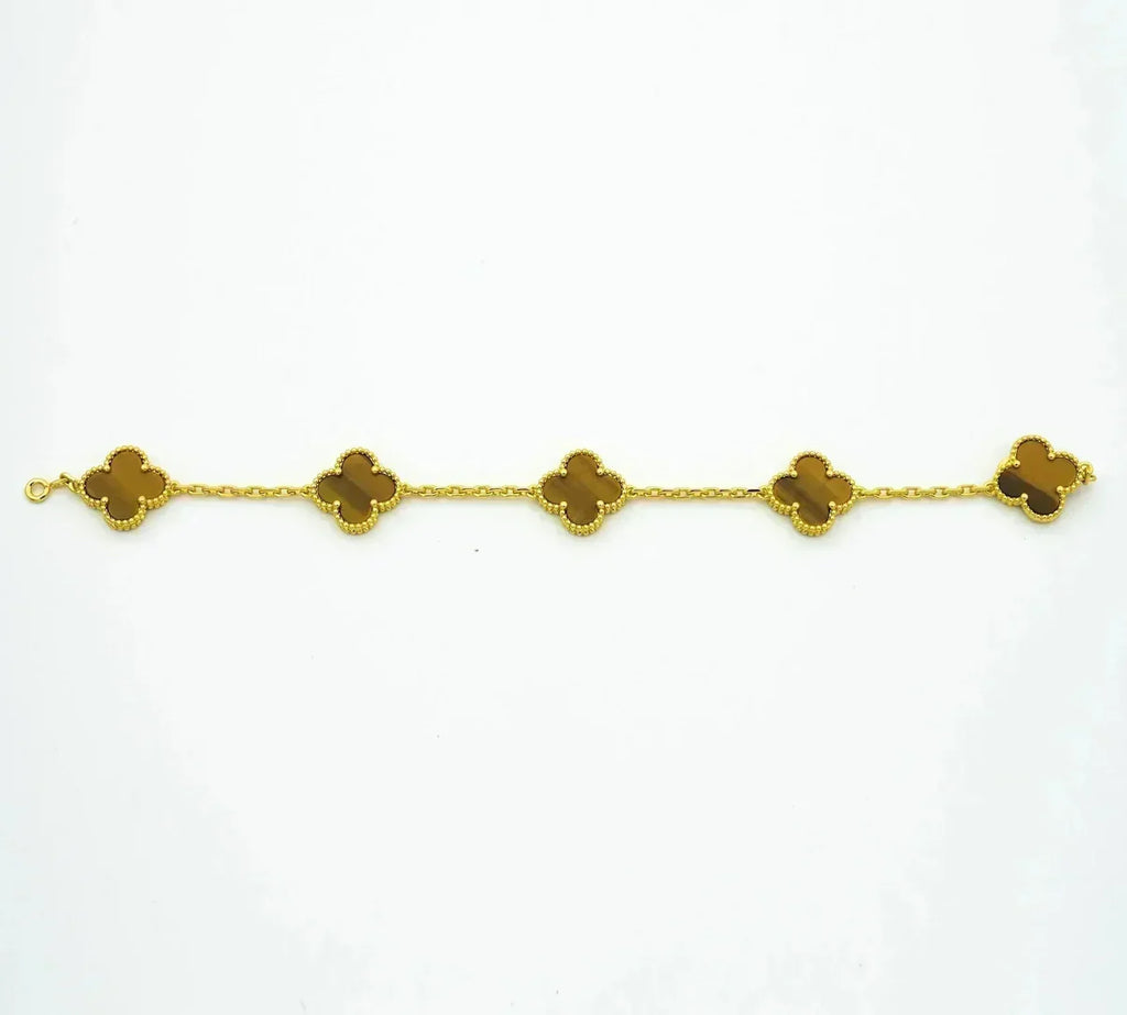 [Imperial]New  CLOVER 5 MOTIFS TIGER EYE BRACELET COLLECTION