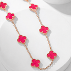 [Imperial] NEW CLOVER 10 MOTIFS PINK ENAMEL NECKLACE